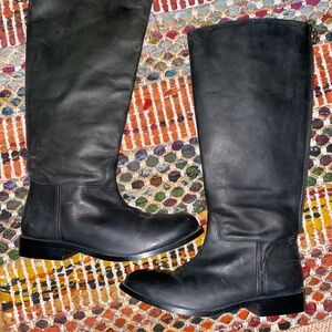 BDG 2009 Women's Black Leather Back-zip Tall Riding Boot  - Size 7.5